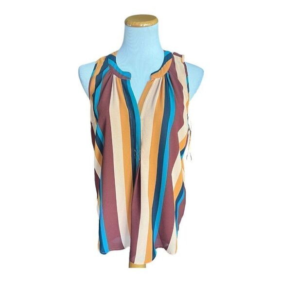 NWT Womens Charming Charlie Sandy & Sid Multi-Colored Stripe Sleeveless Top - M - Picture 2 of 3